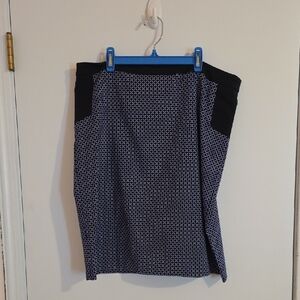 Margaret M Black and Blue Geometric Pencil Skirt